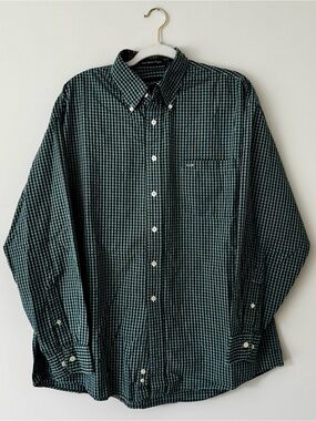 Gant *Flawed Vintage New Haven Cotton Poplin Button Down, Green Gingham – Size L
